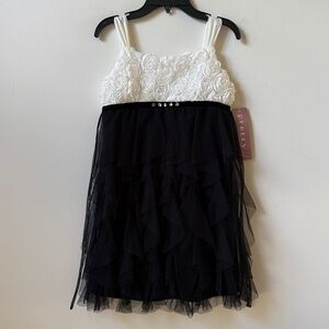 Pretty by Biscotti Black and White Rosette Dress NWT Girls Size 12